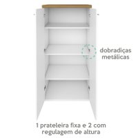 Armario Multiuso Tampo Tamburato 70cm TOK Olmo Branco ARTY