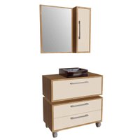 Gabinete 80cm Alice Mel Arenas Balcão Espelheira Cuba Preta Armário Suspenso 2 Gavetas Para Banheiro