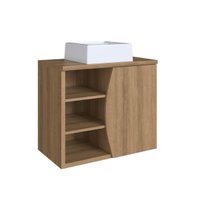 Gabinete Suspenso 70cm Laura Mel Cuba Branca Porta e 2 Prateleiras