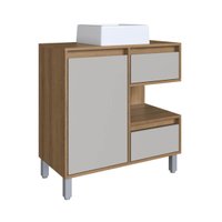 Gabinete Banheiro 80cm Paula Mel Arenas Cuba Branca Gavetas 1 Porta e 1 Nicho