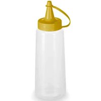 Bisnaga Plástica Plasvale 250ml Flexível para Molhos Mostarda Mel Lanchonete Tampa Amarela