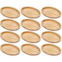 Kit 12 Petisqueiras Bambu Bandeja Oval 23x15cm Restaurante Plasvale Travessa Multiuso