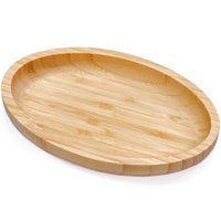 Travessa de Bambu 23x15cm Plasvale Petisqueira Bandeja Oval Multiuso para Servir e Decorar