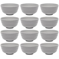 Kit Com 12 Bowls Tigelas de Melamina 350ml Lyor Sobremesas Sopas Yakisoba Tóquio Granilite Cinza