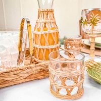 Kit Com Jarra e Copos Wolff Vidro Sisal 5pçs Garrafa para Suco 800ml Copos Baixos 320ml