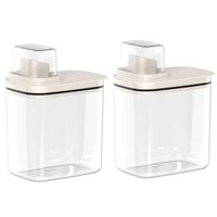 Kit Com 2 Dispensers para Amaciante e Sabão Líquido 1,5L Flow Bege com Tampa Medidora Ou