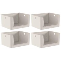 Kit Com 4 Cestos Organizadores Telado Abertura Frontal 16L Bege Flow Banheiro Lavanderia