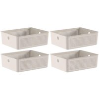 Kit Com 4 Caixas Organizadoras Ou Multiuso 12L Bege Flow 34x27x13cm Lavanderia Closet Banheiro