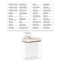 Kit Flow Dispenser Para Amaciante Sabão Líquido Com 1,5L e Eiquetas Identificadoras