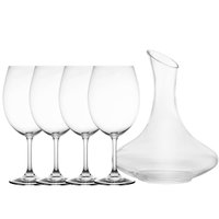 Decanter de Vinho Vidro Com 1,5L e 4 Taças de Cristal Bohemia Sommelier 580ml para Degustação
