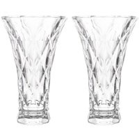 Jogo Com 2 Vasos de Vidro Lyor Diamond Transparente 13x20cm Decorativo para Arranjo de Flores