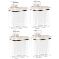 Kit Com 4 Dispensers para Produtos de Limpeza Amaciante e Sabão Líquido 1,5L Flow Bege Ou