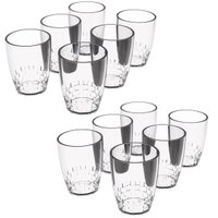 Kit 12 Copos Crippa 300ml Plástico Transparente Trama Água Suco Refrigerante Escolar Refeitório
