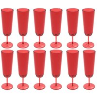 Conjunto 12 Taças para Espumante Champanhe Crippa Plástico Vermelho Translúcido