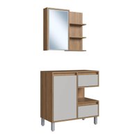 Gabinete Banheiro 80cm Paula Mel Arenas Espelheira 1 Porta Sem Cuba