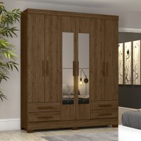 Guarda Roupa Casal 6 Portas 4 Gavetas B63 Briz Castanho HP