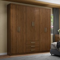Guarda Roupa Casal 06 Portas 03 Gavetas City Henn Castanho