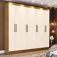 Guarda Roupa Casal 8 Portas 4 Gavetas Nevi Casa 812 Nature com Off White