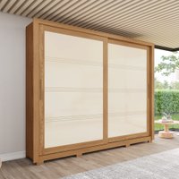 Guarda Roupa 2 Portas Deslizantes 4 Gavetas Medelín Henn Nature com Off White