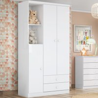 Guarda Roupa infantil 03 Portas 02 Gavetas Pique Esconde Henn Branco