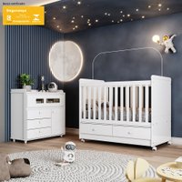 Quarto de Bebê com Berço e Cômoda 4 Gavetas 1 Porta Maçã do Amor Casa 812