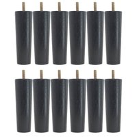 Kit Com 12 Pés Para Cama Box Baú Solteiro Casal Pé Para Moveis 13cm Preto