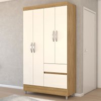 Guarda-Roupa Solteiro Londres 4 Portas 2 Gavetas Branco/Camarim - Panorama Móveis