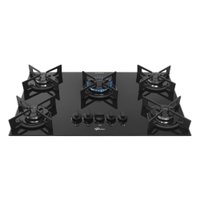 COOKTOP FIT LINE FISCHER - 5 BOCAS TC TREMPE IRON VIDRO PRETO - BIVOLT - (36325-102672)