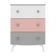 Cômoda 100% MDF 3 Gavetas Doçura Multimóveis  Branco/Cinza/Rosa