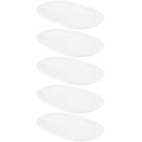 5 Bandejas para Servir Melamina Branca 34x22cm Buffet Travessa de Saladas Oval Restaurante