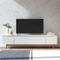 Rack P/ TV até 75 Polegadas Flynt Off White e Natural 219 cm