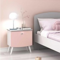 Mesa de Cabeceira 100% MDF com 1 gaveta Doçura Multimóveis cor Branco/Cinza/Rosa