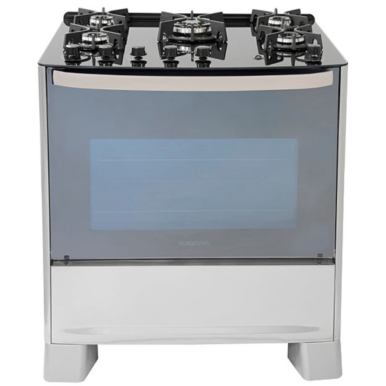Fogão de Piso Suggar Master Grill 5Q Mesa Vidro Prata Inox 110V FGVMTG511PRIX