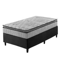 Cama Box Solteiro Preto  + Colch&atilde;o Ortopedico Espuma D33 Pillow Top Hanover One 88x188x59cm