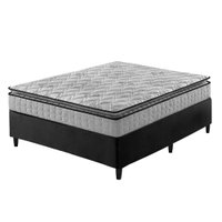 Cama Box Casal Preto + Colch&atilde;o Ortop&eacute;dico Espuma D33 Pillow Top Hanover One 138x188x59cm