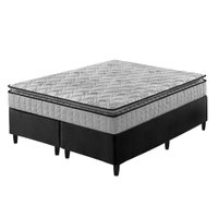 Cama Box King Preto + Colch&atilde;o Ortopedico Espuma D33 Pillow Top Hanover One 193x203x59cm