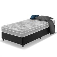 Cama Box Solteiro Preto + Colchão Solteiro Espuma D33 Hanover Orthopedic 88x188x61cm Zidi