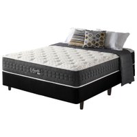 Cama Box Casal Preto + Colchão Molas Ensacadas 138x188x69cm HiperSoft Seattle