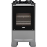 Fogão de Piso Suggar Best Glass 4Q Mesa Vidro Prata Inox Bivolt FGVBG410PRIX