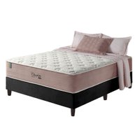 Cama Box Casal Preto + Colchão Molas Ensacadas Visco Gel Charlotte 138x188x73cm