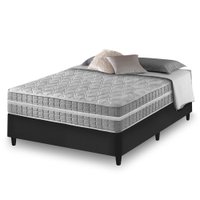 Cama Box Casal Preto e  Colchão Molas Ensacadas Zidi Alabama 138x188x61cm