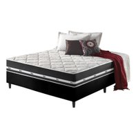 Cama Box Casal Preto + Colchão Com Molas Ensacadas Los Angeles 138x188x63cm