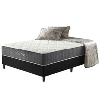 Cama Box Casal Preto + Colchão Molas Ensacadas Suporte 200 Kg Fort Wayne 138x188x67cm