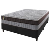 Cama Box Preto + Colchão Casal Molas Ensacadas Suporte 200 kg Baltimore 138x188x70cm