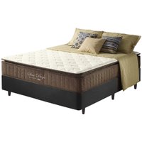 Cama Box Casal Preta + Colchão Molas Ensacadas Pillow Top San Diego 138x188x67cm