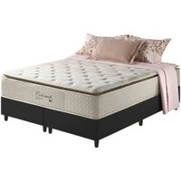 Cama Box King Preto + Colchão Molas Ensacadas Visco Gel Pillow Top Colorado 193x203x67cm