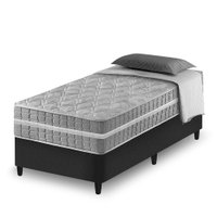 Cama Box Solteiro Preto e Colchão Molas Ensacadas Zidi Alabama 88x188x61cm