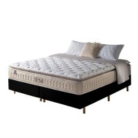Cama Box King Preto + Colchão Com Molas Ensacadas Macio Cincinnati Pillow Top 193x203x73cm