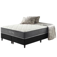 Cama Box King Preto + Colchão Molas Ensacadas Suporte Para 200 Kg Fort Wayne 193x203x67cm
