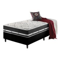 Cama Box Solteiro Preto + Colchão Com Molas Ensacadas Los Angeles 88x188x63cm